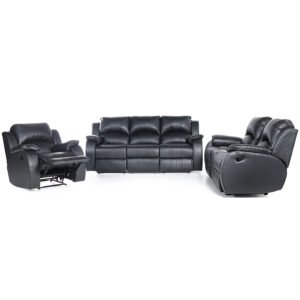 Santiago 6 Seater Buck Skin Fabric Chocolate And Steel Lounge Suite - Image 1