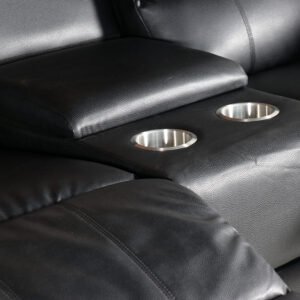 Santiago 6 Seater Buck Skin Fabric Chocolate And Steel Lounge Suite - Image 4